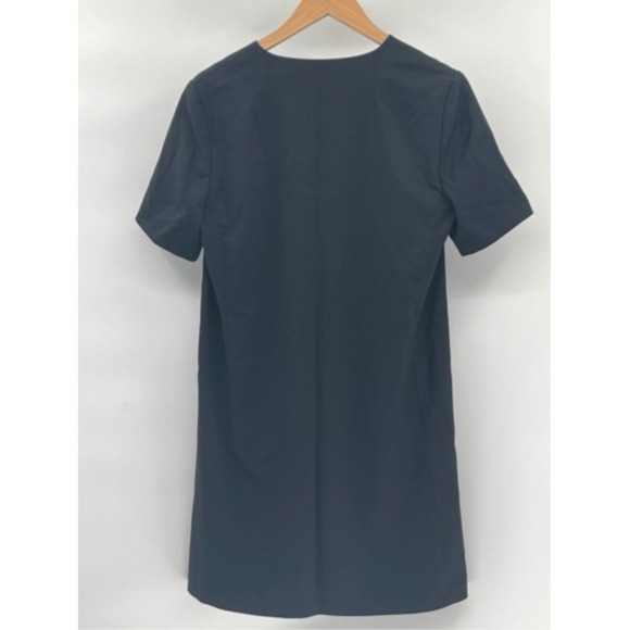 Elie Tahari Shift Dress Women Medium Knee Length Black Short Sleeve V Neck Wool - Picture 2 of 11